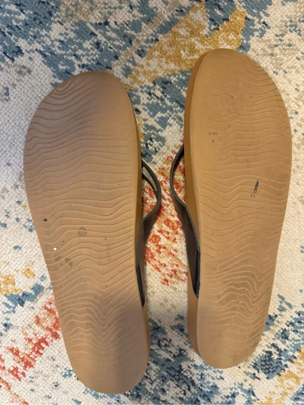 Women’s Reef Brown Footbed Flip Flops with Black Straps 10